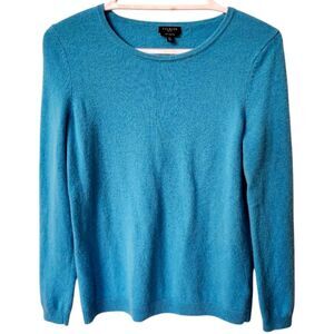Talbots Teal Cashmere Long Sleeve Pullover Sweater. Sz MP